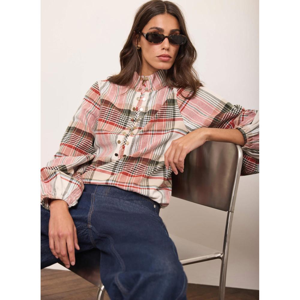 Mint Velvet Neutral Cotton Checked Shirt